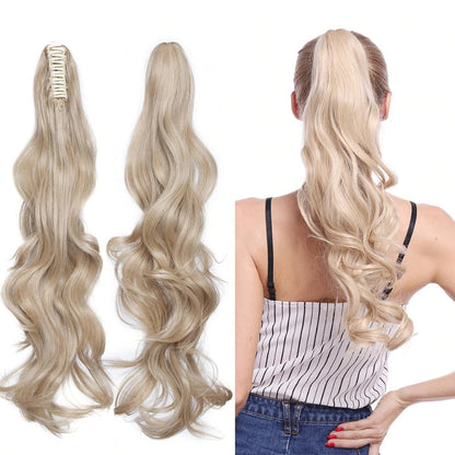 Women's Clip In Ponytail Extension Straight Wavy High-Temperature Fiber 0