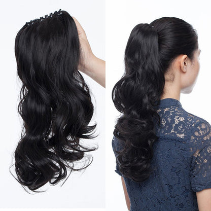 Women's Clip In Ponytail Extension Straight Wavy High-Temperature Fiber 2