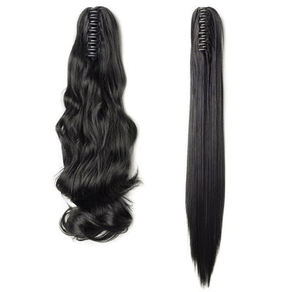 Women's Clip In Ponytail Extension Straight Wavy High-Temperature Fiber 7