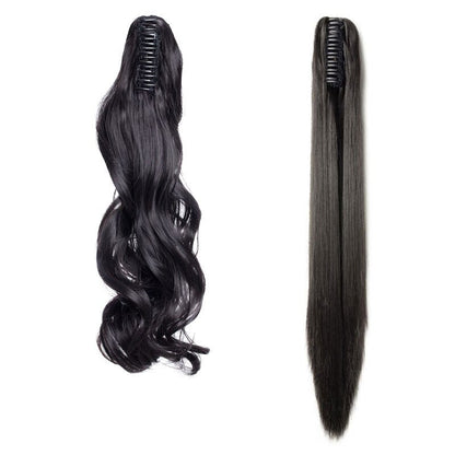 Women's Clip In Ponytail Extension Straight Wavy High-Temperature Fiber 8