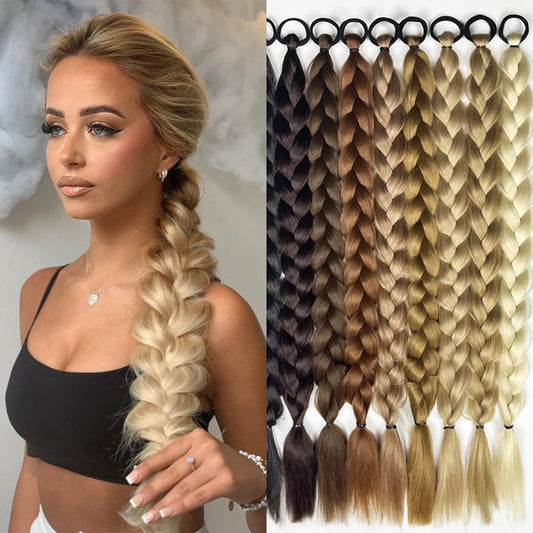 Women's Clip In Ponytail Extensions 24 Inch Synthetic Twist Braid 0