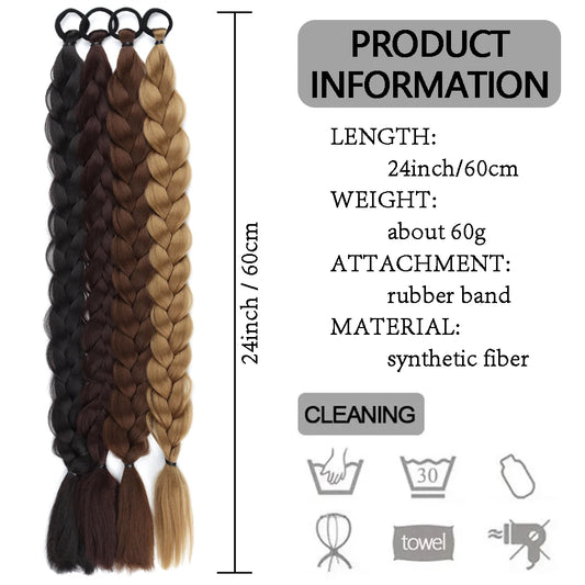 Women's Clip In Ponytail Extensions 24 Inch Synthetic Twist Braid 1