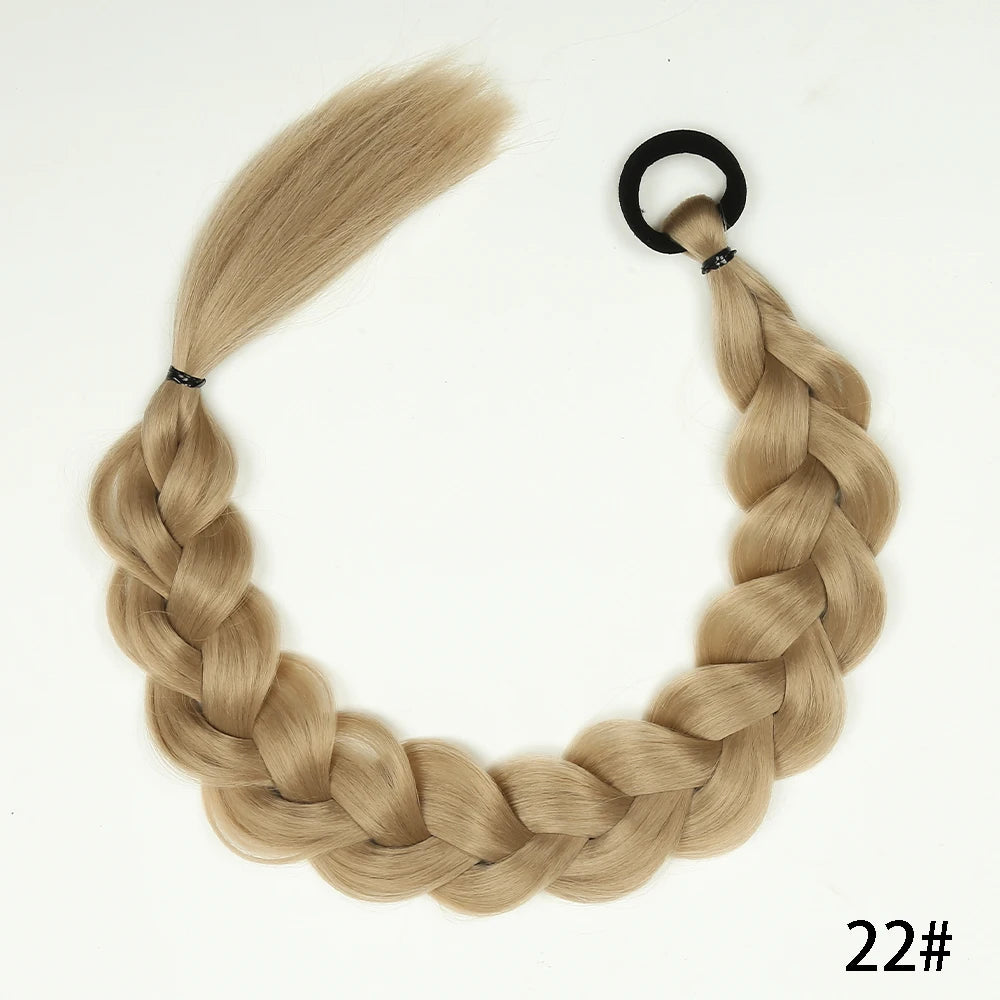 Women's Clip In Ponytail Extensions 24 Inch Synthetic Twist Braid 8