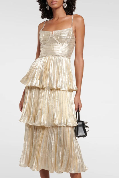 Women's Cocktail Dress Champagne Metallic Polyester Fishtail 2