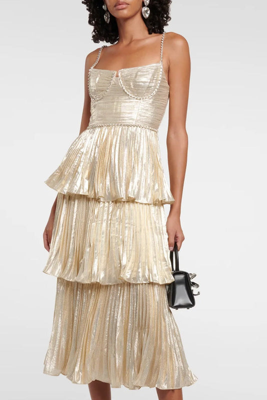 Women's Cocktail Dress Champagne Metallic Polyester Fishtail 2