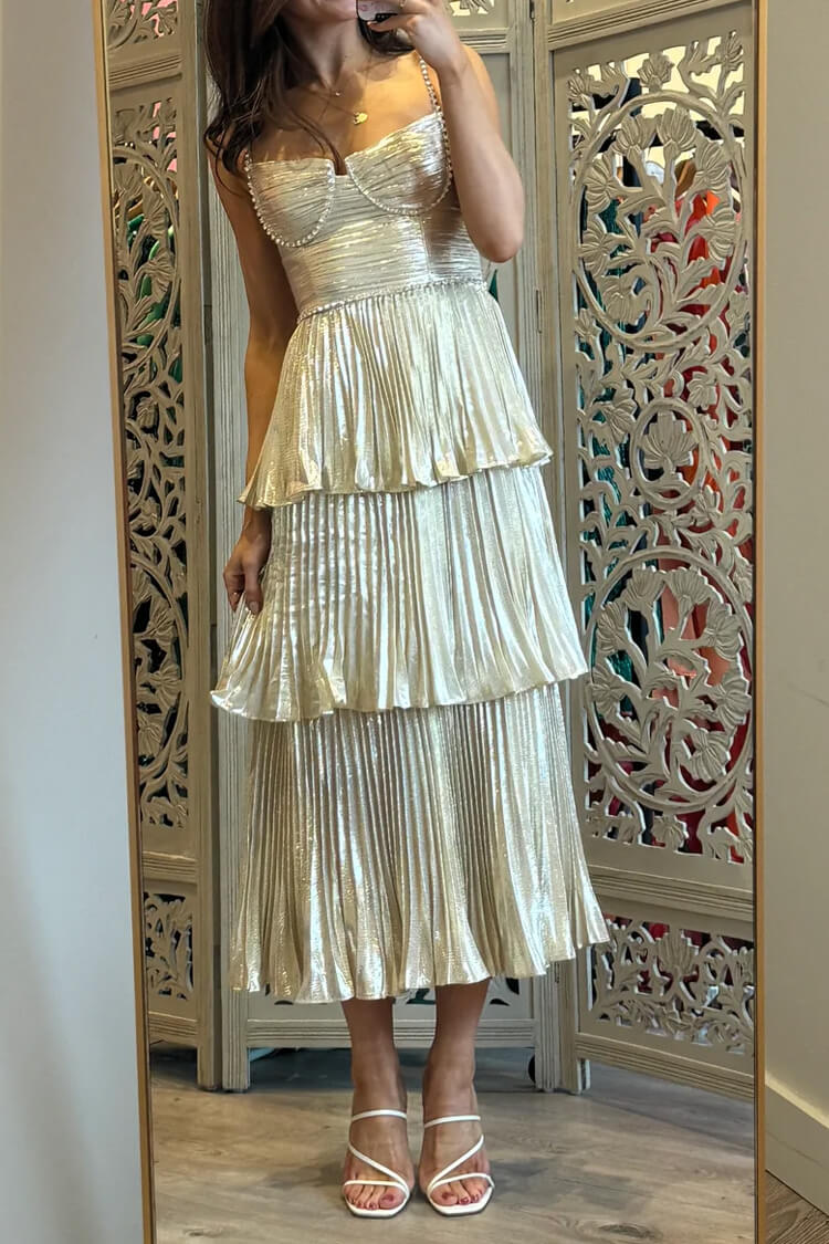 Women's Cocktail Dress Champagne Metallic Polyester Fishtail 3