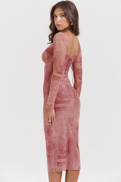 Women's Cocktail Dress Hot Pink Lace Bodycon
