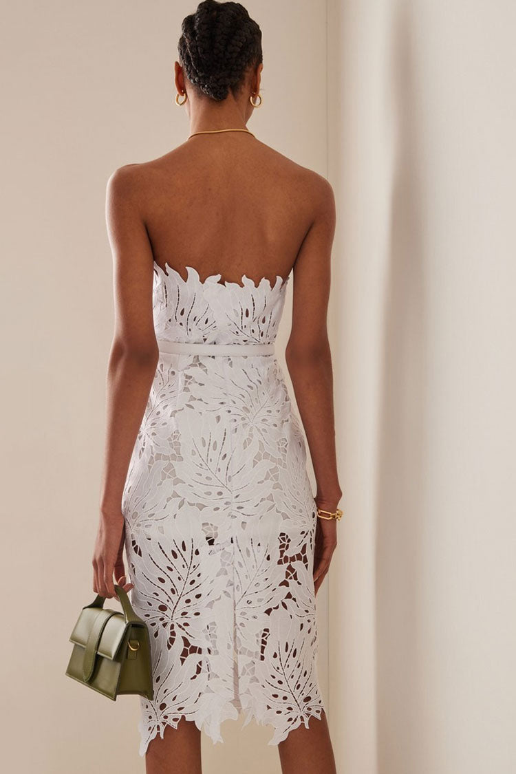 Women's Cocktail Dress White Bandage Midi
