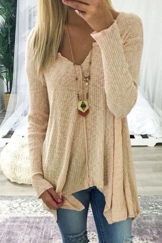 Women's Cozy V-Neck Long Sleeve Sweater in Soft Knit – Perfect for Fall and Winter Casual Wear 1