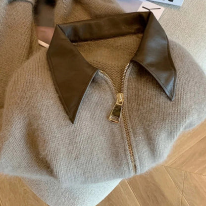 Women's Cozy Zippered Long Sleeve Winter Cardigan Sweater 2