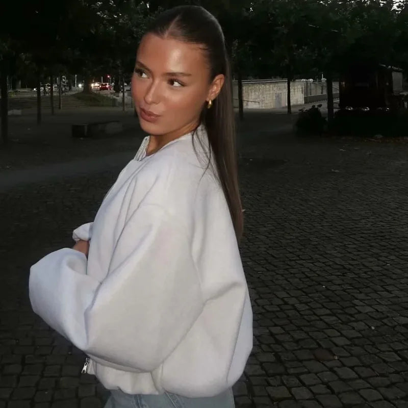 Women's Cropped Bomber Jacket Black Polyester - 3