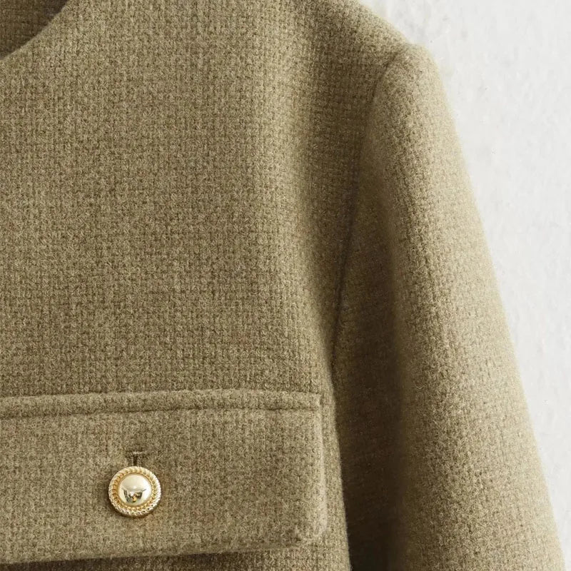 Women's Cropped Bomber Jacket Black Polyester Street Style - 9