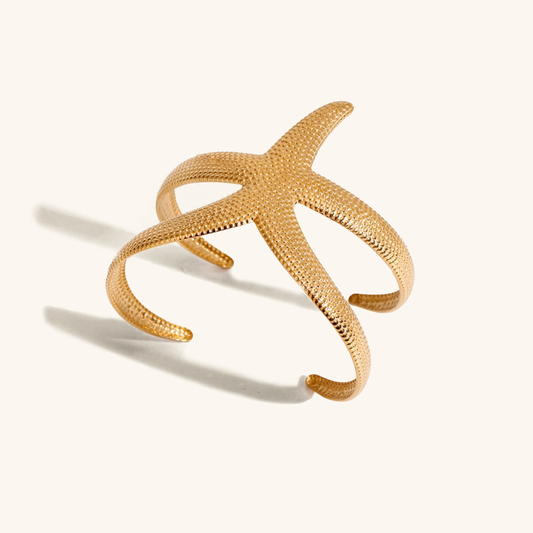 Women's Cuff Bracelet Gold Stainless Steel Starfish Design 0