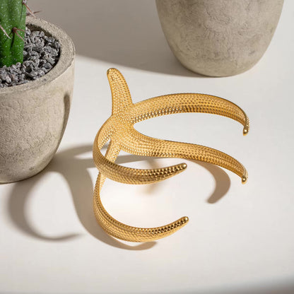 Women's Cuff Bracelet Gold Stainless Steel Starfish Design 3