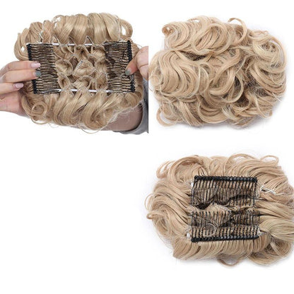 Women's Curly Hair Extensions Brown High-Temperature Fiber Clip-In Bun 22
