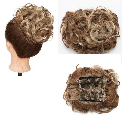 Women's Curly Hair Extensions Brown High-Temperature Fiber Clip-In Bun 7