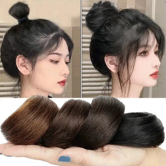 Women's Curly Hair Scrunchie Black Silk Hair Ties 1