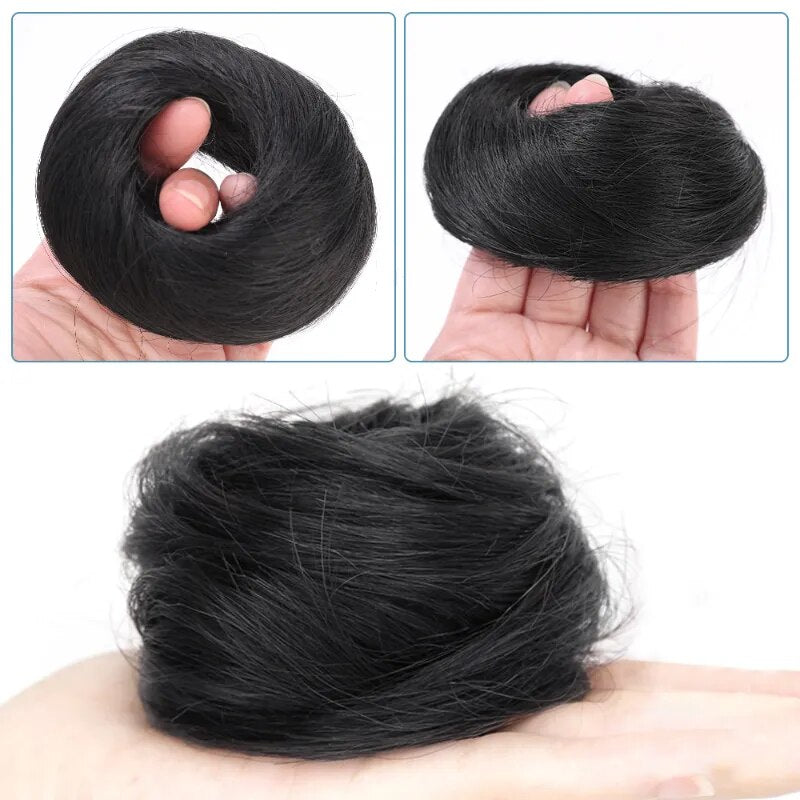 Women's Curly Hair Scrunchie Black Silk Hair Ties 5