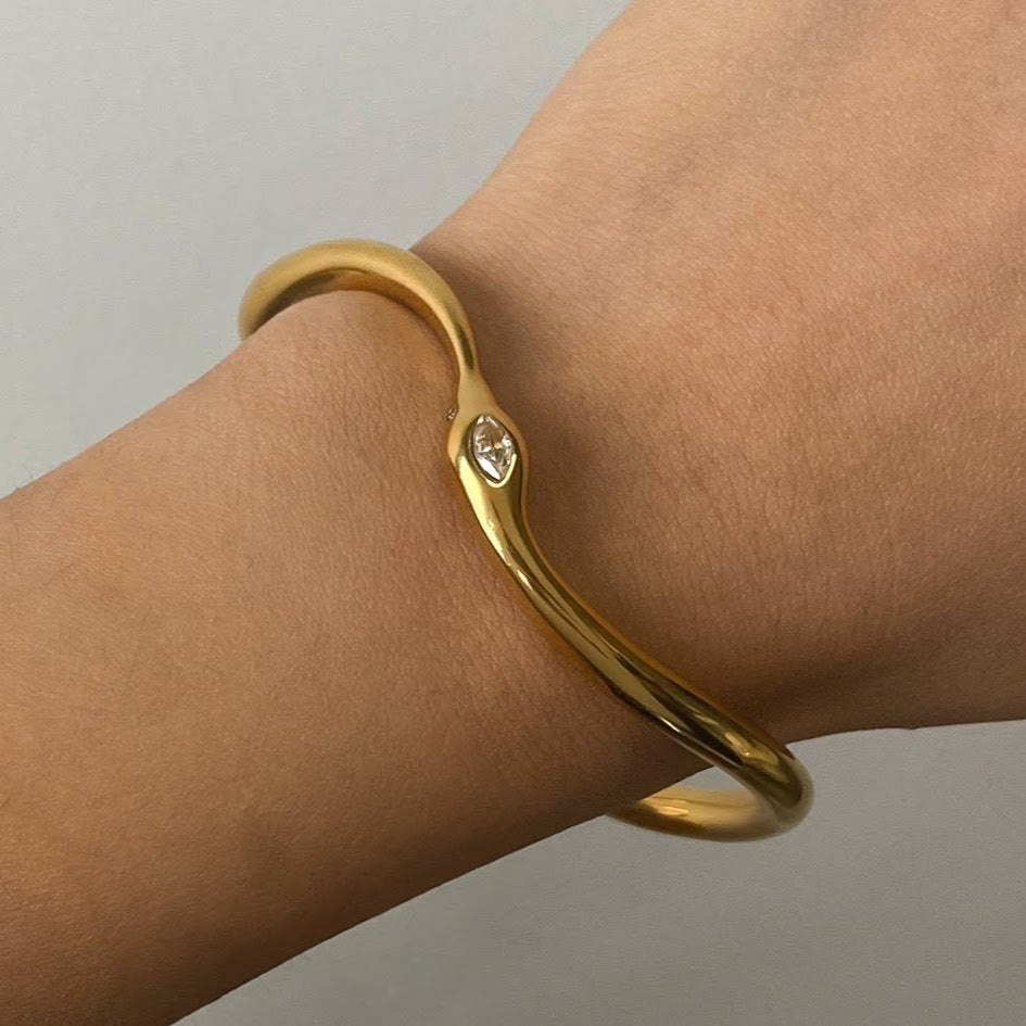 Women's Diamond Bangle Gold Stainless Steel 1