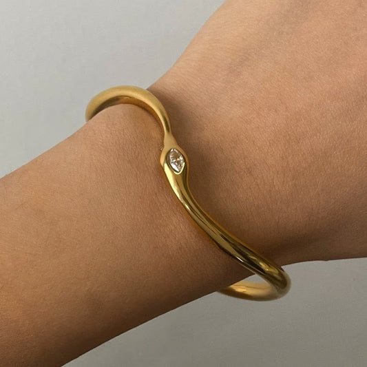 Women's Diamond Bangle Gold Stainless Steel 1