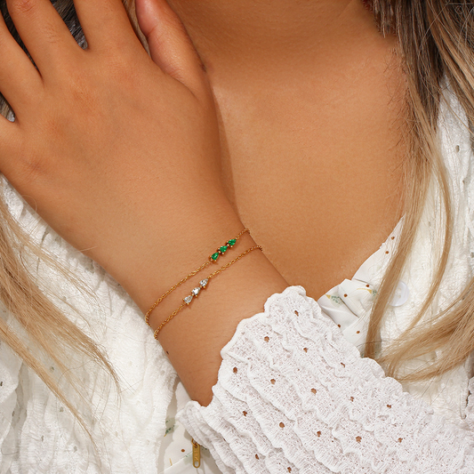 Women's Diamond Bracelet Gold Stainless Steel 18K Elegant Design 1