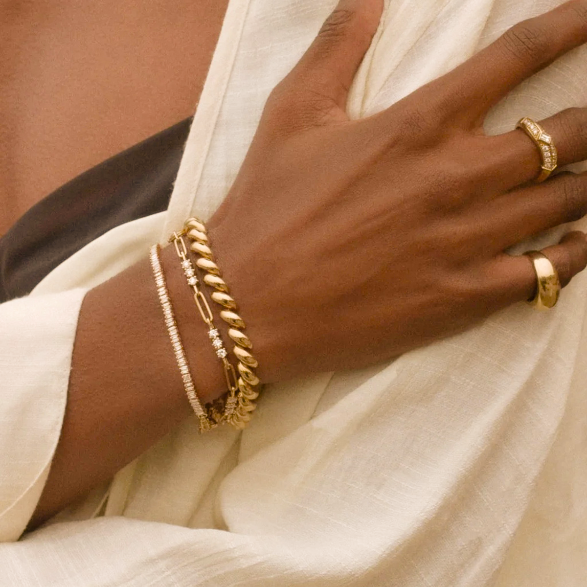 Women's Diamond Bracelet Gold Stainless Steel 2