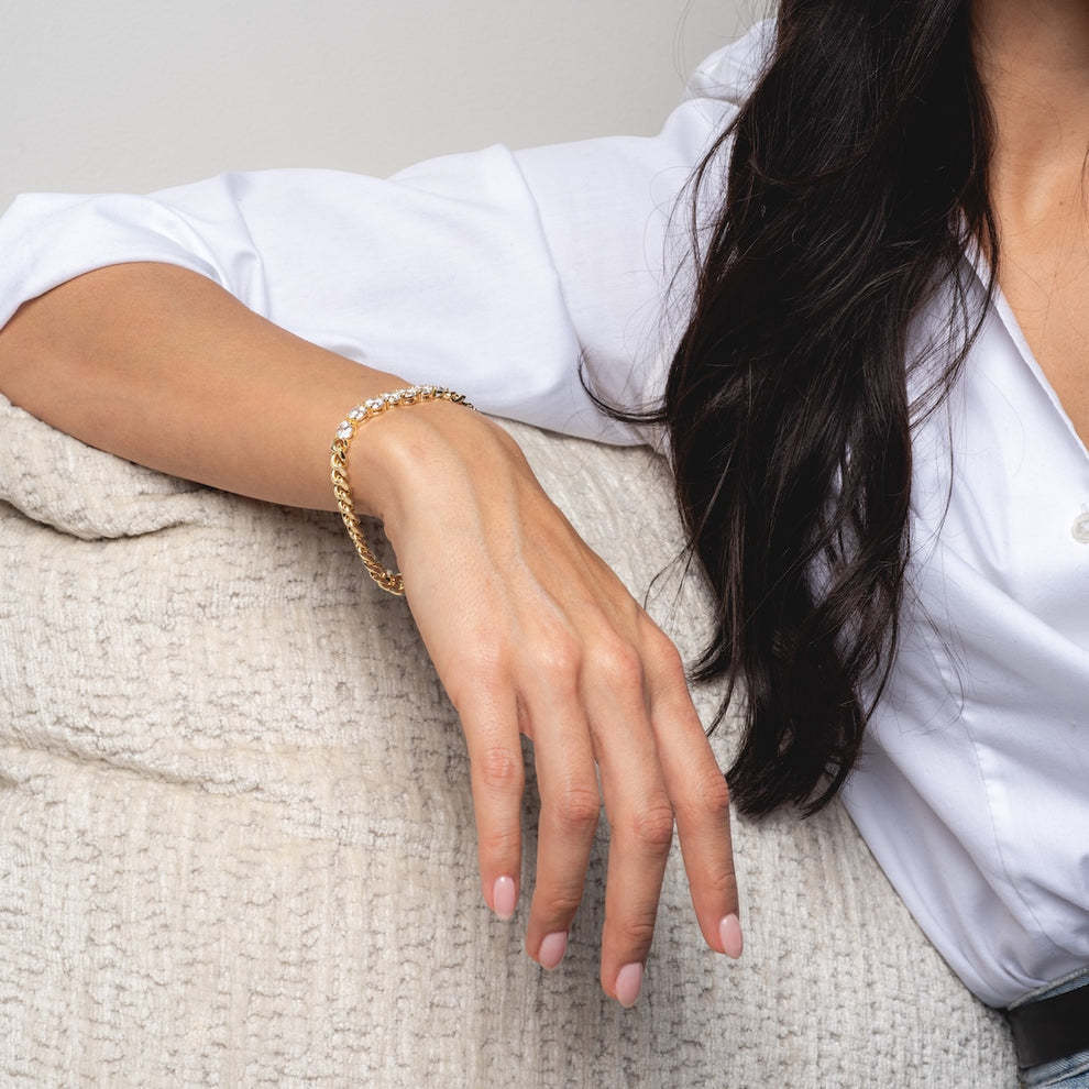 Women's Diamond Bracelet Gold Stainless Steel 2
