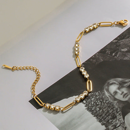 Women's Diamond Bracelet Gold Stainless Steel 6