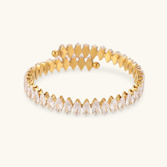 Women's Diamond Bracelet Gold Stainless Steel Elegant Design 0