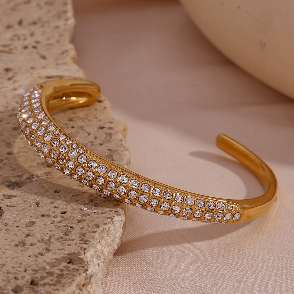 Women's Diamond Bracelet Gold Stainless Steel Elegant Design 2