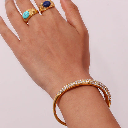 Women's Diamond Bracelet Gold Stainless Steel Elegant Design 4