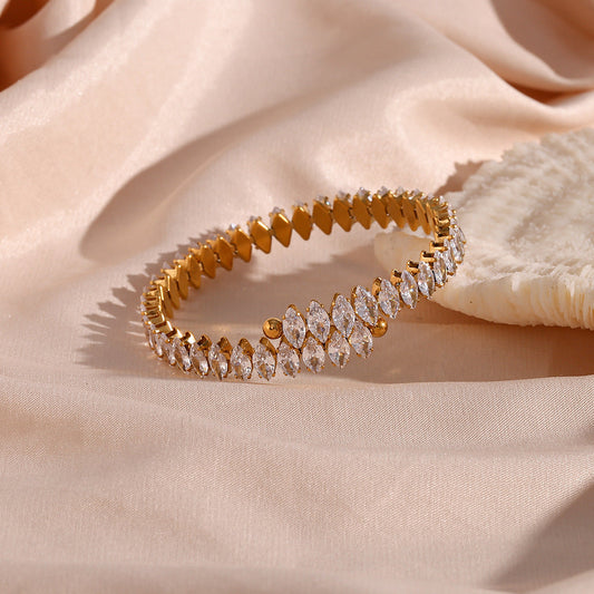Women's Diamond Bracelet Gold Stainless Steel with 18K Gold Plating 1
