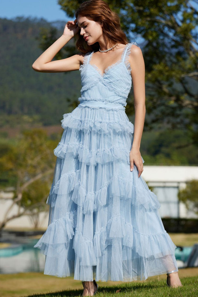 Women's Evening Maxi Dress Pale Blue Tulle 2