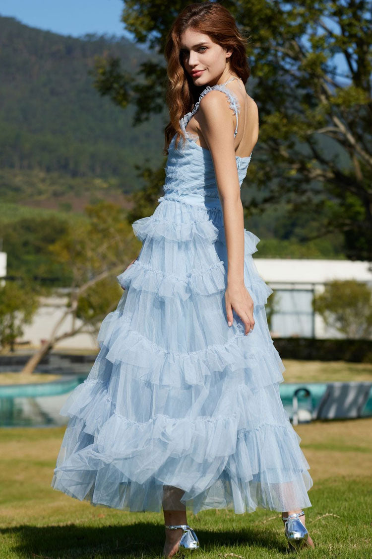 Women's Evening Maxi Dress Pale Blue Tulle 5