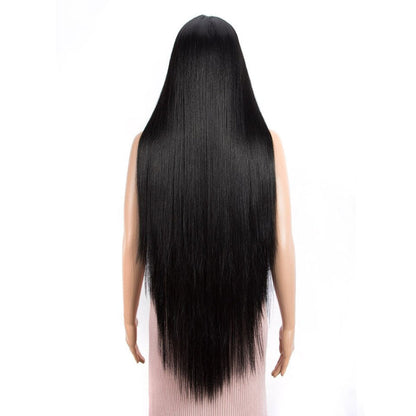 Women's Extra Long Straight Wig Black Heat-Resistant Fiber 17