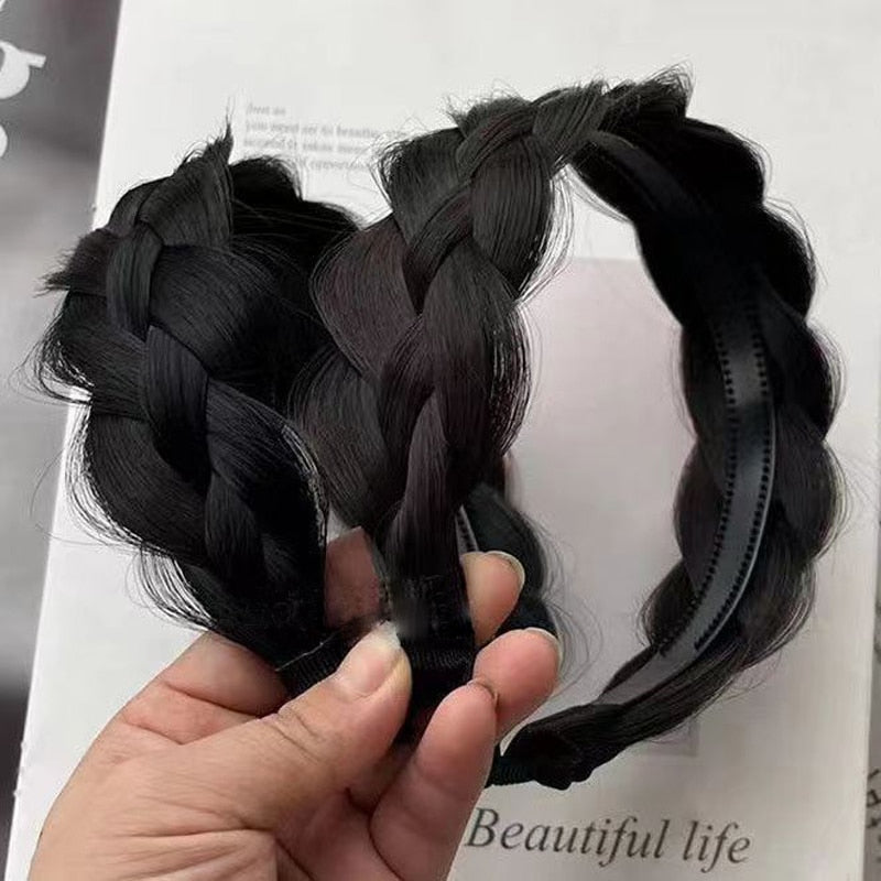 Women's Faux Hair Braid Headband Brown High-Temperature Fiber 8