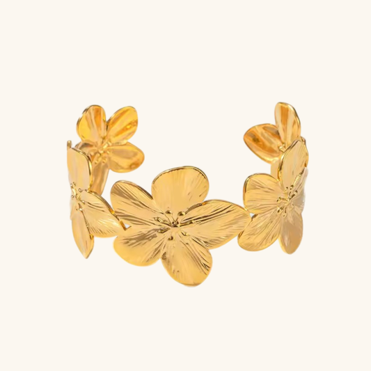 Women's Floral Bangle Gold Stainless Steel 0