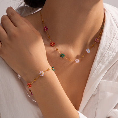 Women's Floral Bracelet Gold Stainless Steel 2