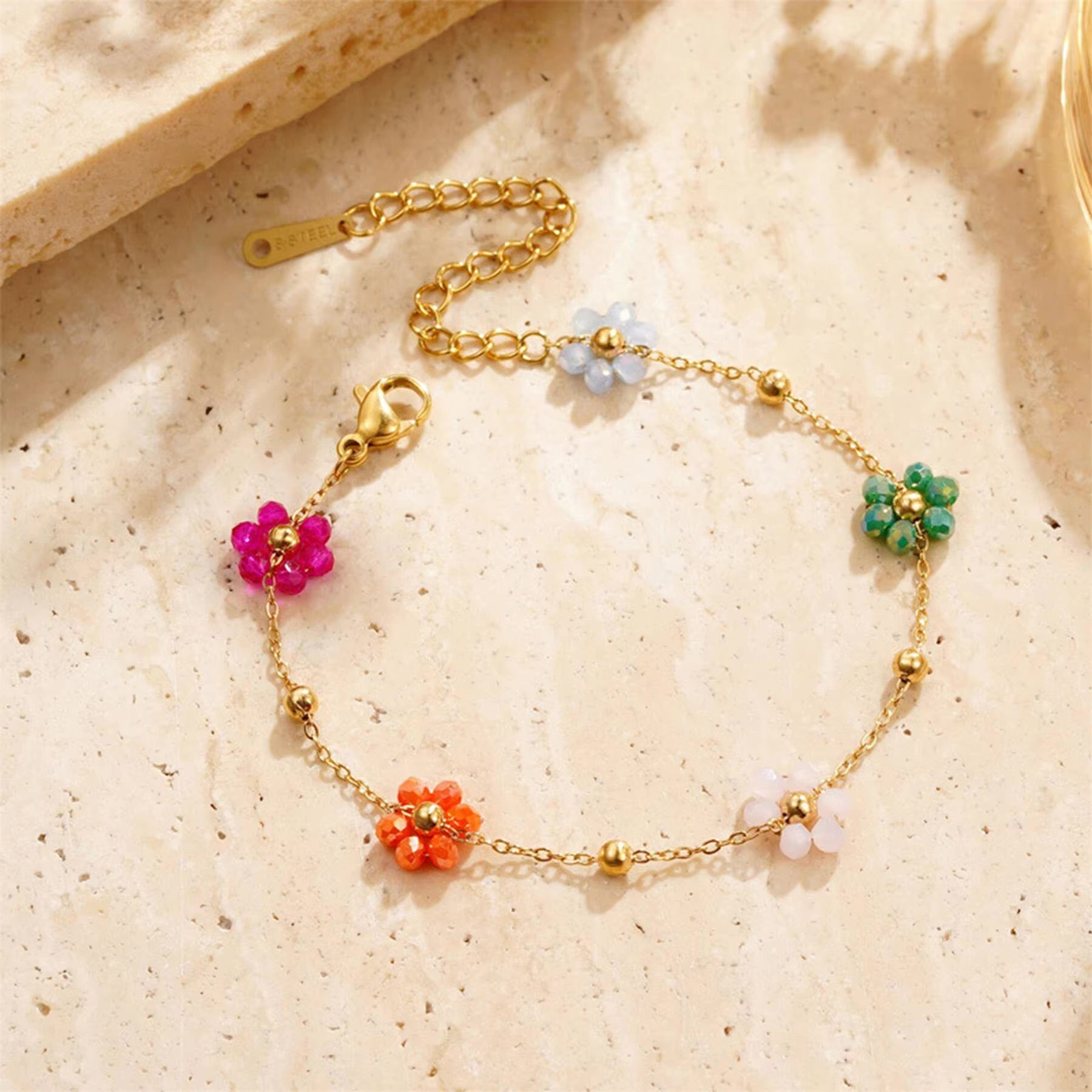 Women's Floral Bracelet Gold Stainless Steel 3