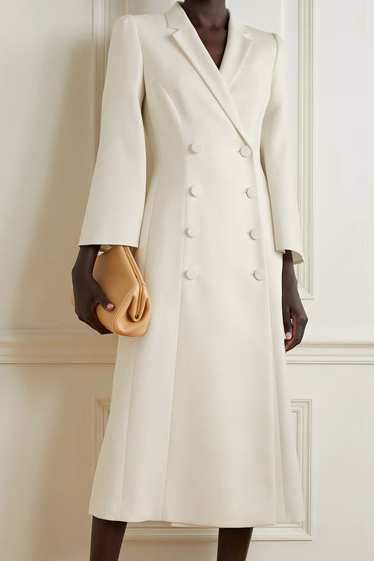 Women's Formal Dress White Polyester Blazer Midi