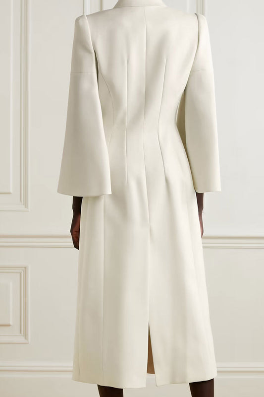 Women's Formal Dress White Polyester Blazer Midi