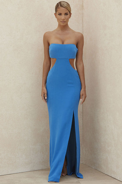 Women's Formal Maxi Dress Blue Bandage Knit 0
