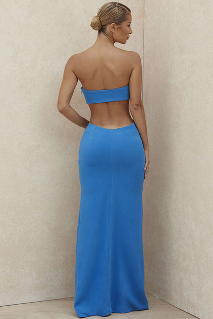 Women's Formal Maxi Dress Blue Bandage Knit 2