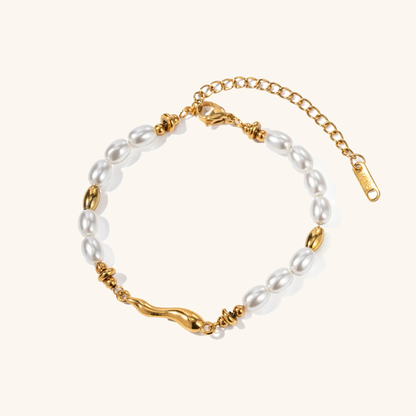 Women's Freshwater Pearl Bracelet Gold Stainless Steel 0