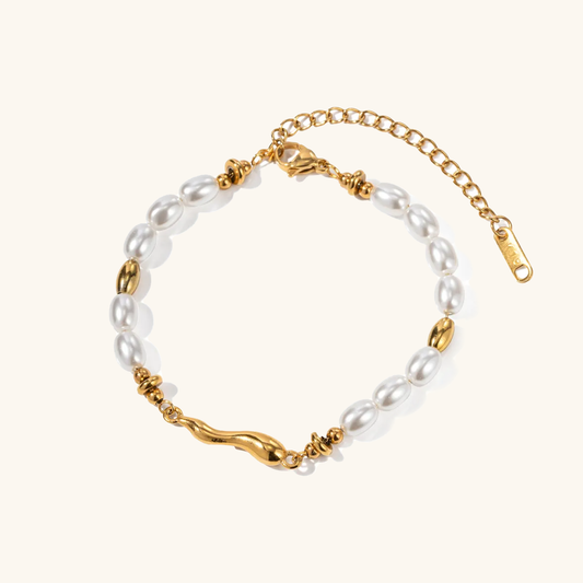 Women's Freshwater Pearl Bracelet Gold Stainless Steel 0