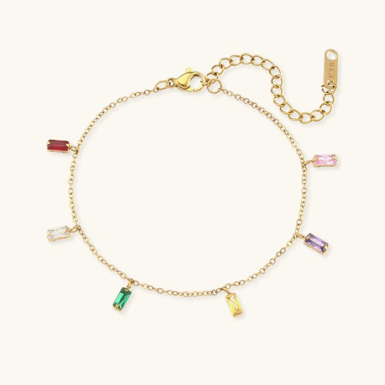 Women's Gemstone Bracelet Gold Stainless Steel 0