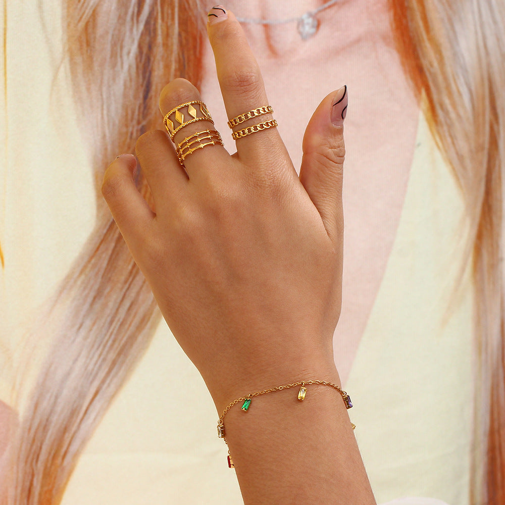 Women's Gemstone Bracelet Gold Stainless Steel 2