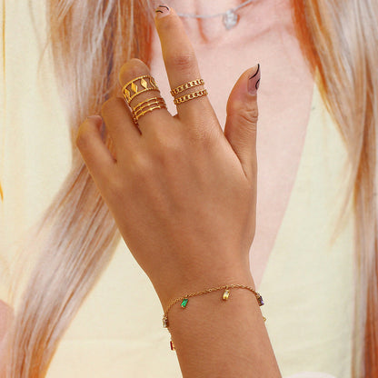 Women's Gemstone Bracelet Gold Stainless Steel 2