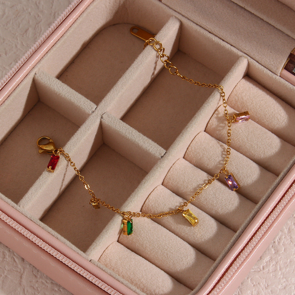 Women's Gemstone Bracelet Gold Stainless Steel 3