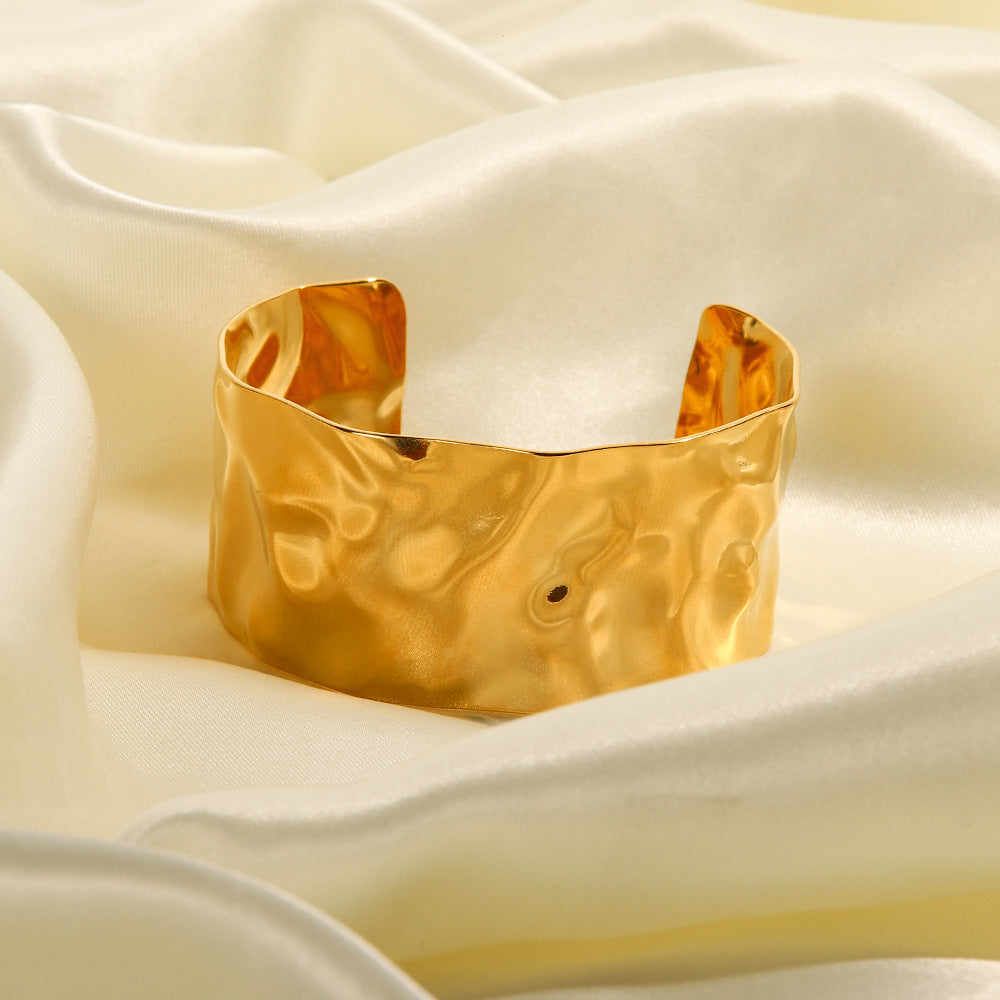Women's Gold Bangle Bracelet Intertwined Design Stainless Steel 4